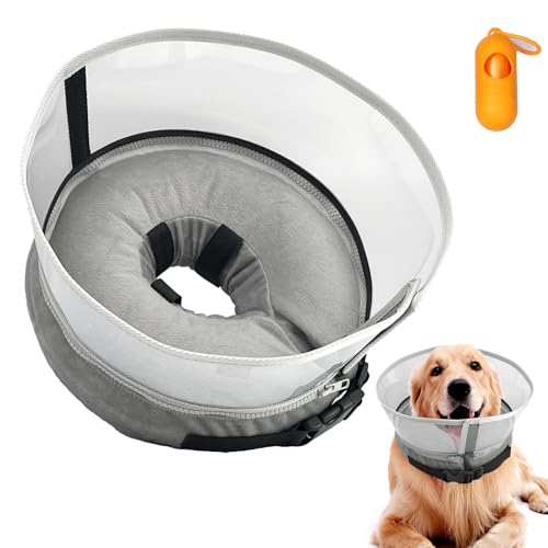 Aufblasbares Hundehalsband – B3-3 Chirurgie Erholung Einstellbar Weiche Alternative Hals Donut mit Schild für kleine, mittelgroße und große Haustiere, XL von Bnzaq