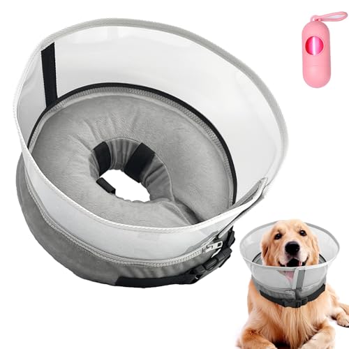 Aufblasbares Hundehalsband – B4-3 Chirurgie Erholung Einstellbar Weiche Alternative Hals Donut mit Schild für kleine, mittelgroße und große Haustiere, XL von Bnzaq