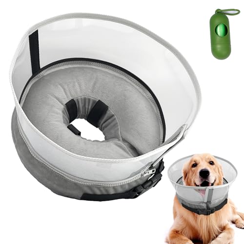 Aufblasbares Hundehalsband – B7-3 Chirurgie Erholung Einstellbar Weiche Alternative Hals Donut mit Schild für kleine, mittelgroße und große Haustiere, XL von Bnzaq