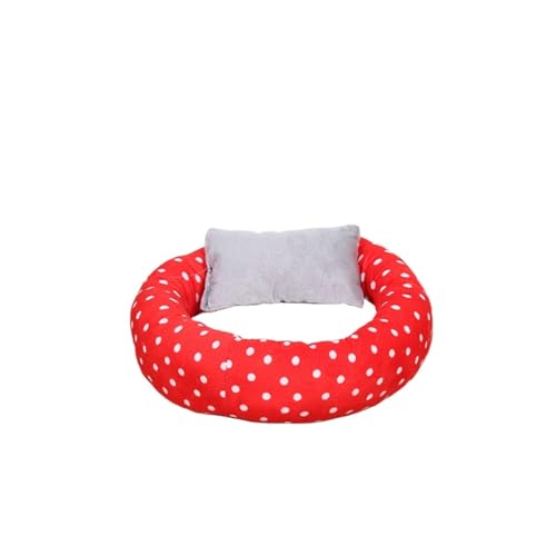 BoLinCo Katzenhaus, Sommer-Katzenbett mit Flauschiger Katzenmatte, Schlafmatte. Villa Katze liefert Haustier-Hundehaus for alle Jahreszeiten (Color : Spotted Red, Size : M 40 * 32 * 14) von BoLinCo