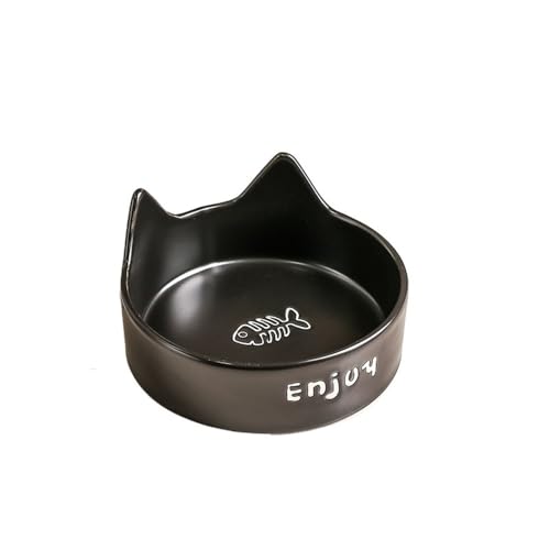 Katzennapf, Fischgrätenmuster, Keramik-Hundenapf, schwarzer Napf, Katzenfutternapf, Hundenapf, Hundenapf, Hundewassernapf, Katzenfutternapf, Haustierwassernapf, Anti-Klopfen(Black Single Bowl) von BoLinCo