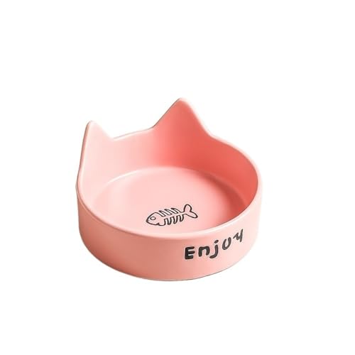 Katzennapf, Fischgrätenmuster, Keramik-Hundenapf, schwarzer Napf, Katzenfutternapf, Hundenapf, Hundenapf, Hundewassernapf, Katzenfutternapf, Haustierwassernapf, Anti-Klopfen(Pink Single Bowl) von BoLinCo