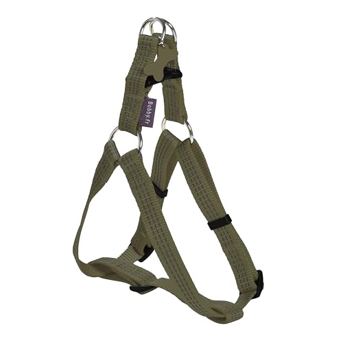 Bobby Safe Hundegeschirr für kleine Hunde, reflektierend und strapazierfähig, mit doppeltem Metallring, Khaki, Größe S/Brustumfang 38-50 cm von Bobby Canifrance