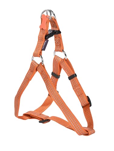 Bobby Safe Hundegeschirr für sehr kleine Hunde, reflektierend und strapazierfähig, mit doppeltem Metallring, Orange, Größe XS/Brustumfang 28-43 cm von Bobby Canifrance