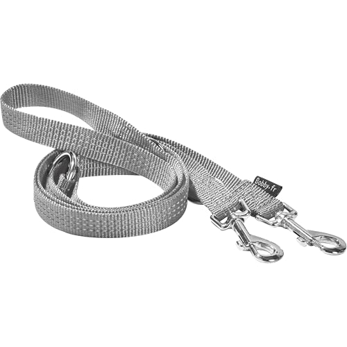 Bobby Safe Hundeleine, 3 Längen, für große Hunde, reflektierend, strapazierfähig, mit doppeltem Sicherheits-Karabiner aus Metall, Grau, Größe L, 180 cm von Bobby Canifrance