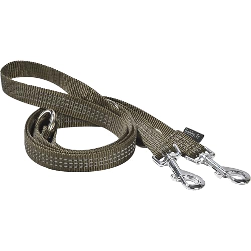 Bobby Safe Hundeleine, 3 Längen, für große Hunde, reflektierend und langlebig, mit doppeltem Sicherheits-Karabiner aus Metall, Farbe Khaki, Größe L, Länge 180 cm von Bobby Canifrance