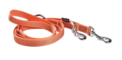 Bobby Safe Hundeleine, 3 Längen, für mittelgroße und kleine Hunde, reflektierend und strapazierfähig, mit doppeltem Sicherheits-Karabiner aus Metall, Orange, Größe S/M, Länge 180 cm von Bobby Canifrance