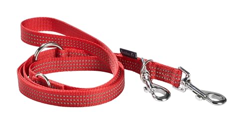 Bobby Safe Hundeleine, 3 Längen, für mittelgroße und kleine Hunde, reflektierend und strapazierfähig, mit doppeltem Sicherheits-Karabiner aus Metall, Rot, Größe S/M, Länge 180 cm von Bobby Canifrance