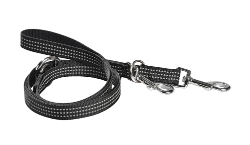 Bobby Safe Hundeleine, 3 Längen, für mittelgroße und kleine Hunde, reflektierend und strapazierfähig, mit doppeltem Sicherheits-Karabiner aus Metall, Schwarz, Größe S/M, Länge 180 cm von Bobby Canifrance