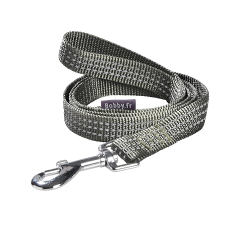 Bobby Safe Hundeleine für große Hunde, reflektierend, strapazierfähig, mit Sicherheits-Karabiner aus Metall, Khaki, Größe L, Länge 100 cm von Bobby Canifrance