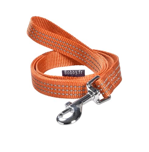 Bobby Safe Hundeleine für große Hunde, reflektierend, strapazierfähig, mit Sicherheits-Karabiner aus Metall, Orange, Größe L, 100 cm von Bobby Canifrance