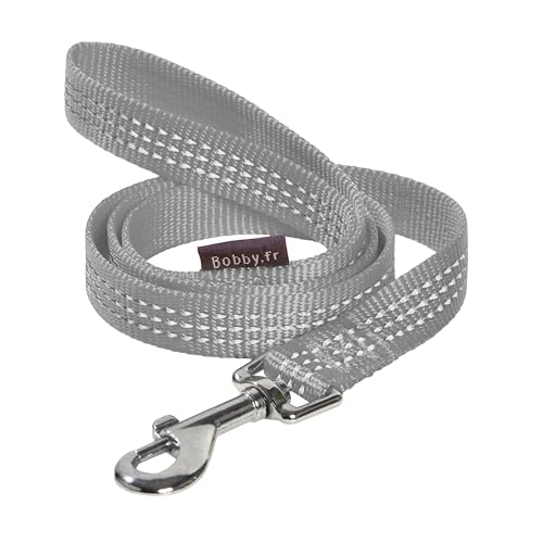 Bobby Safe Hundeleine für kleine Hunde, reflektierend, strapazierfähig, mit Sicherheits-Karabiner aus Metall, Grau, Größe XS, Länge 100 cm von Bobby Canifrance