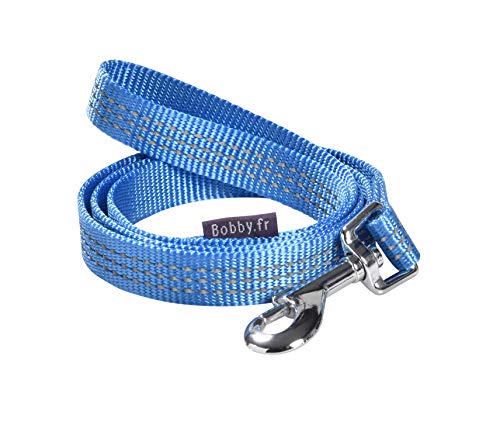 Bobby Safe Hundeleine für mittelgroße Hunde, reflektierend, strapazierfähig, mit Sicherheits-Karabiner aus Metall, Blau, Größe S/M, Länge 100 cm von Bobby Canifrance