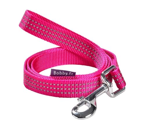 Bobby Safe Hundeleine für mittelgroße Hunde, reflektierend, strapazierfähig, mit Sicherheits-Karabiner aus Metall, Fuchsia, Größe S/M, Länge 100 cm von Bobby Canifrance