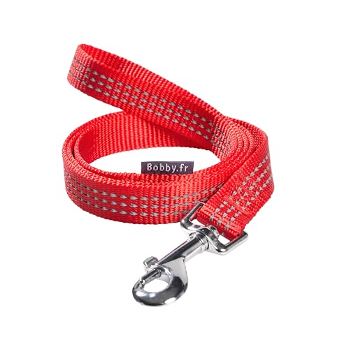 Bobby Safe Hundeleine für mittelgroße Hunde, reflektierend, strapazierfähig, mit Sicherheits-Karabiner aus Metall, Rot, Größe S/M, Länge 100 cm von Bobby Canifrance