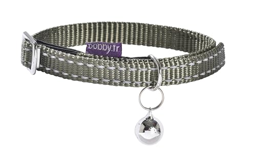 Bobby Safe – Katzenhalsband aus Nylon, bunt, strapazierfähig, knitterfrei, reflektierend, verstellbar, Khaki – Länge 30 cm, Dicke 1 cm von Bobby Canifrance