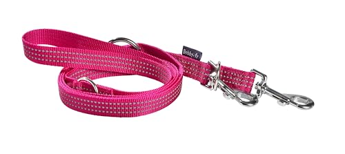 Bobby Safe Leine, 3 Längen, für mittelgroße und kleine Hunde, reflektierend, strapazierfähig, mit doppeltem Sicherheits-Karabiner aus Metall, Fuchsia, Größe S/M, Länge 180 cm von Bobby Canifrance