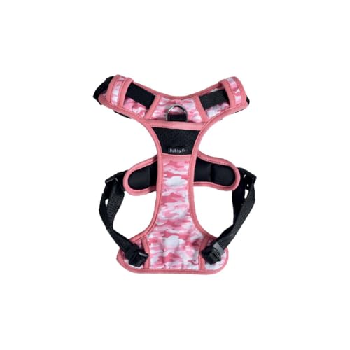 Bobby Camouflage Comfort Brustgeschirr für Hunde, Rückenlänge 23 cm, mit Doppelring aus Metall, Camouflage Pink, Größe XS/Brustumfang 36-43 cm von Bobby