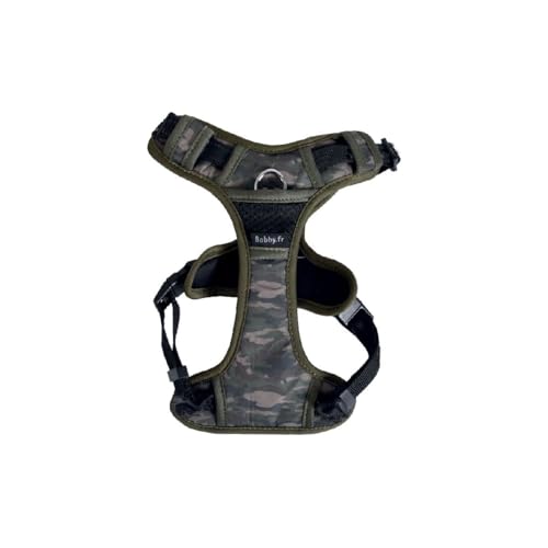 Bobby Camouflage Comfort Hundegeschirr Rückenlänge 28 cm mit Doppelring aus Metall Farbe Khaki Camouflage Größe M/Brustumfang 51-66 cm von Bobby