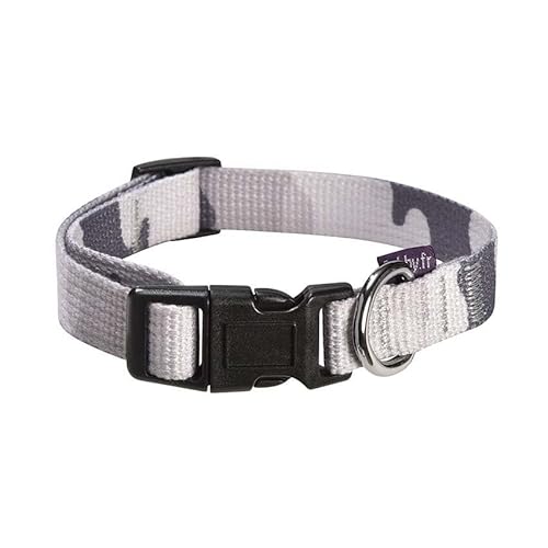 Bobby Camouflage Halsband für Hunde, Größe M, Halsreif 32 – 52 cm, robust und verstellbar, mit Sicherheitsverschluss, Camouflage Grau von Bobby