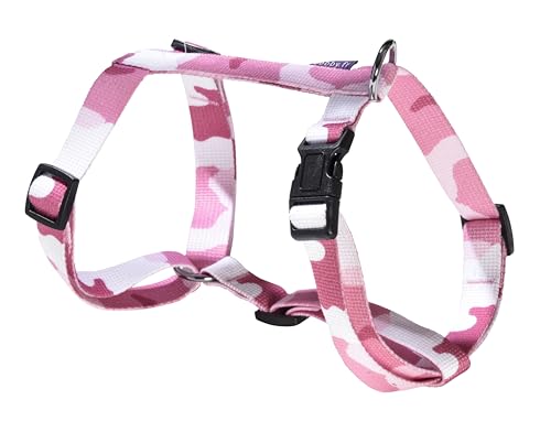 Bobby Camouflage Hundegeschirr Größe L Halsumfang 36-60cm Brustumfang 51-84cm mit Metallring Farbe Camouflage Pink von Bobby