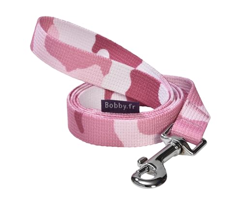 Bobby Camouflage Hundeleine 100 cm für Hunde Größe M mit Sicherheitskarabiner aus robustem Metall, Camouflage Pink von Bobby