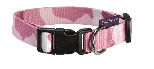 Bobby Camouflage – Strapazierfähiges, bequemes, verstellbares, maschinenwaschbares Hundehalsband aus Nylon, Pink – M/32–52 x 2 cm von Bobby