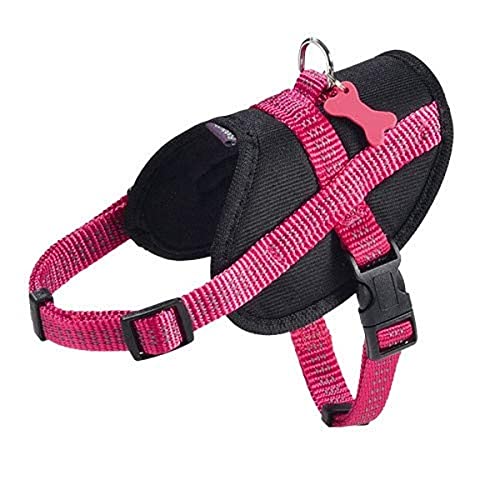 Bobby Easy Safe - Hundegeschirr Mit Anhänger, Hundegeschirr Für Mittelgroße Kleine Große Hunde Aus Nylon, Sicher, Bequem, Reflektierend, Fuchsie, 29-42X1,6 Cm von Bobby