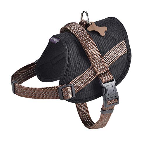 Bobby Easy Safe - Hundegeschirr mit Anhänger, Hundegeschirr für mittelgroße kleine große Hunde aus Nylon, sicher, bequem, reflektierend, braun, 39-50x1,6 cm von Bobby