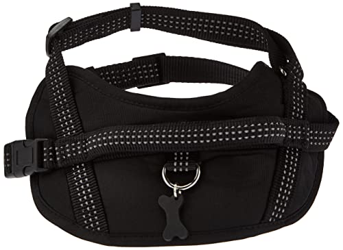 Bobby Easy Safe – Hundegeschirr mit Etikett, Nylongeschirr für mittelgroße, kleine und große Hunde, sicher, komfortabel, reflektierend, schwarz, 48–66 x 2 cm von Bobby