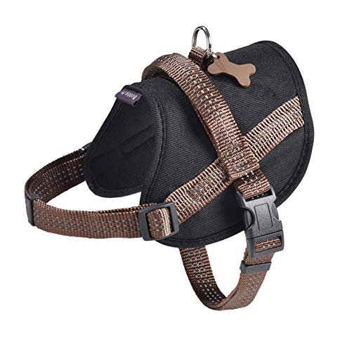 Bobby Easy Safe Hundegeschirr mit Medaille, Größe L, aus reflektierendem Nylon, mit Mantel, Verstellbarer Schnallenverschluss, Braun, Größe Brustumfang 53-69 cm von Bobby