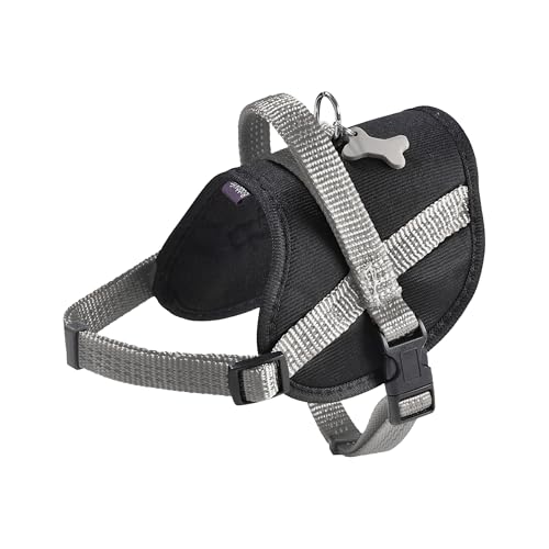 Bobby Easy Safe Hundegeschirr mit Medaille, Größe L, aus reflektierendem Nylon mit Mantel, Verstellbarer Schnallenverschluss, Grau, Größe Brustumfang 53-69 cm von Bobby