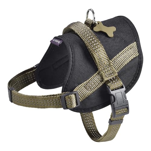 Bobby Easy Safe Hundegeschirr mit Medaille, Größe L, aus reflektierendem Nylon mit Mantel, Verstellbarer Schnallenverschluss, Khaki, Größe Brustumfang 53-69 cm von Bobby