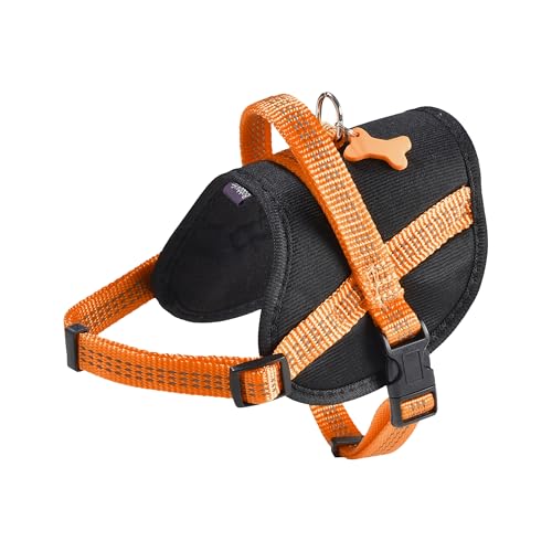 Bobby Easy Safe Hundegeschirr mit Medaille, Größe L, aus reflektierendem Nylon mit Mantel, Verstellbarer Schnallenverschluss, Orange, Größe Brustumfang 53-69 cm von Bobby