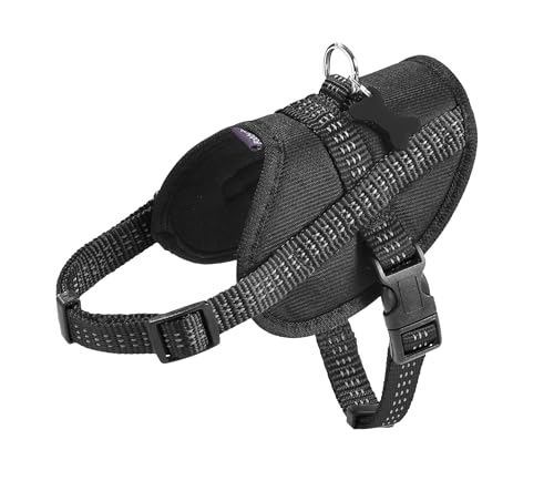 Bobby Easy Safe Hundegeschirr mit Medaille, Größe XL, aus reflektierendem Nylon mit Mantel, Verstellbarer Schnallenverschluss, Schwarz, Größe Brustumfang 68-93 cm von Bobby