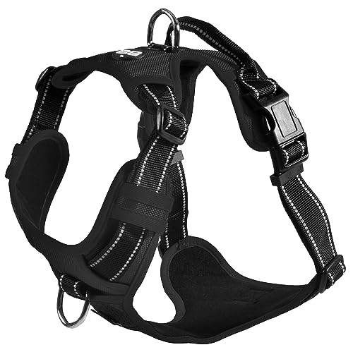 Bobby Rando Walk – Hundegeschirr, Nylon-Hundegeschirr, mittelgroßes, kleines, großes Hundegeschirr, sicher, bequem, reflektierend, verstellbar, Schwarz, M/40–63 x 2 cm von Bobby