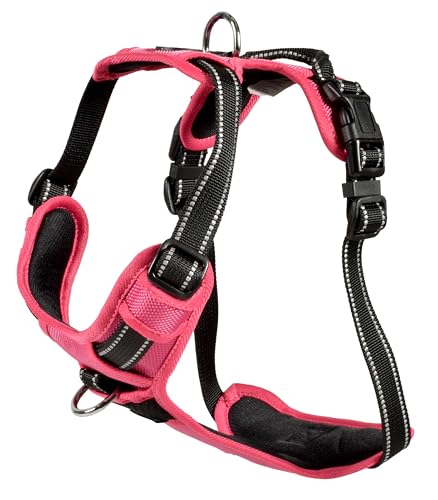 Bobby Rando Walk Hundegeschirr Größe XS, aus reflektierendem Nylon, verstellbare Schnallen mit sicherem Verschluss, einfach zu tragen, Fuchsia Rundhalsausschnitt 20-32 cm, Brustumfang 36-43 cm von Bobby