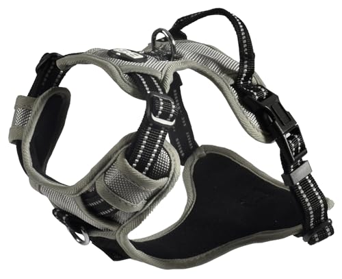 Bobby Rando Walk Hundegeschirr Größe XS, aus reflektierendem Nylon, verstellbare Schnallen mit sicherem Verschluss, einfach zu tragen, Grau Rundhalsausschnitt 20-32 cm, Brustumfang 36-43 cm Bobby Rando Walk Hundegeschirr Größe XS, aus reflektierendem Nylon, verstellbare Schnallen mit sicherem Verschluss, einfach zu tragen, Grau Rundhalsausschnitt 20-32 cm, Brustumfang 36-43 cm von Bobby