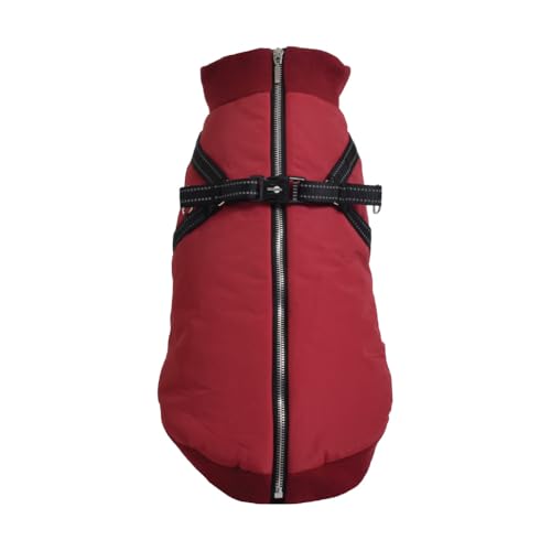 Bobby Safe Hundemantel mit integriertem Geschirr, Rückengröße 25 cm, Fleece-Innenfutter, Reißverschluss Oben, reflektierend, Bordeaux von Bobby