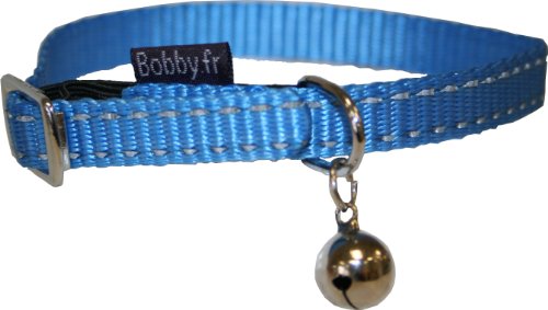 Bobby Safe – Katzenhalsband Aus Farbigem Nylon, Widerstandsfähig, Erstickungsfest, Reflektierend, Verstellbar, Blau – 30 X 1 Cm von Bobby