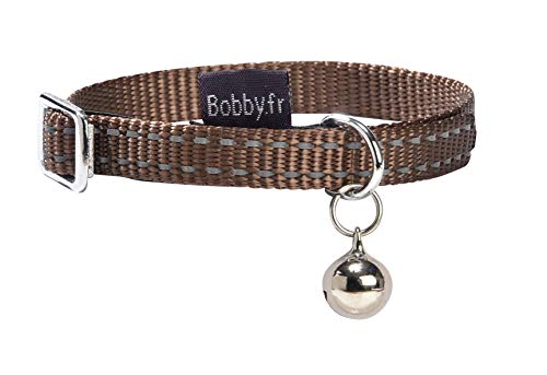 Bobby Safe – Katzenhalsband aus farbigem Nylon, widerstandsfähig, erstickungsfest, reflektierend, verstellbar, braun – 30 x 1 cm von Bobby