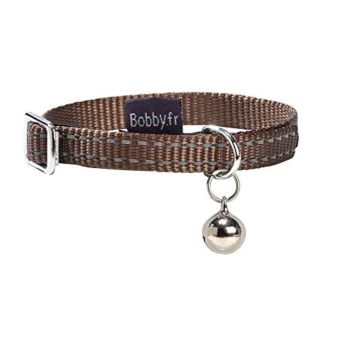 Bobby Safe – Katzenhalsband aus farbigem Nylon, widerstandsfähig, erstickungsfest, reflektierend, verstellbar, braun – 30 x 1 cm von Bobby