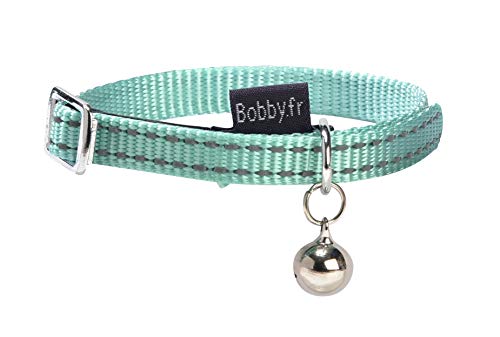 Bobby Safe – Katzenhalsband aus farbigem Nylon, widerstandsfähig, erstickungsfest, reflektierend, verstellbar, türkis – 30 x 1 cm von Bobby