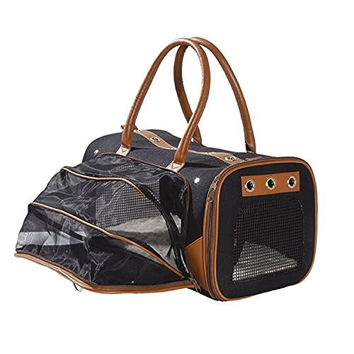 Bobby Transat - Tragetasche Für Katzen Und Kleine Hunde 47 X 27 X 27 Cm - Elegante Hundetragetasche Mit Griffen Und Schultergurt, Breiter Belüfteter Bereich, Schwarz Maximal 8 Kg von Bobby