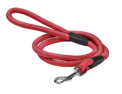 Bobby Walk – Schlauchförmige Hundeleine, Trainingshundeleine mit Karabiner, strapazierfähiges Nylon, Rot, 124 x 1,2 cm von Bobby