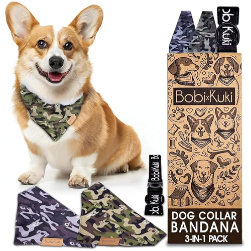 Bobi x Kuki Hundehalsband/Halstuch, verstellbare Passform, strapazierfähiger Stoff, bequeme, ergonomische Form, perfektes Hundezubehör für Hundeliebhaber, kleines Hundehalsband, Bandana, 2 Stück von Bobi X Kuki