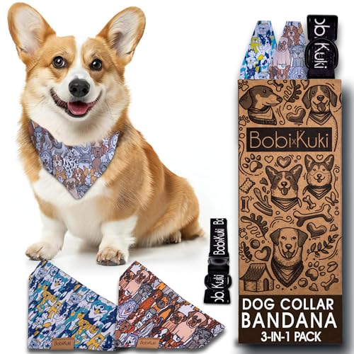 Bobi x Kuki Hundeparty-Hundehalstuch, verstellbare Passform, strapazierfähiger Stoff, bequeme ergonomische Form, perfektes Hundezubehör für Hundeliebhaber, Hundehalsband/Bandana, Größe S, 2 Stück von Bobi X Kuki