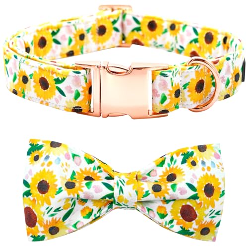 Bobo Rainbow Frühling Hundehalsband - Sonnenblume Hundehalsband Schleifen für Hunde Fliege Haustier Halsband Verstellbares Hundehalsband Mädchen Hundehalsband für X-Large Hunde von Bobo Rainbow