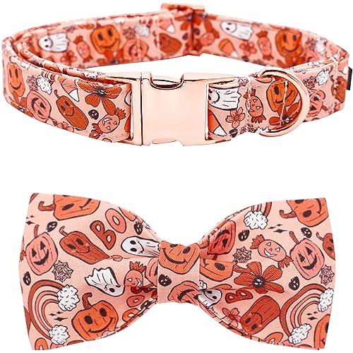 Bobo Rainbow Halloween Hundehalsband, Haustier Halsband Hund Schleife Kürbis Hundehalsband Mädchen Junge Urlaub Haustier Hundehalsband Geschenk Schleife Hundehalsband Niedlich Weich Welpenhalsband für von Bobo Rainbow