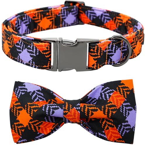 Bobo Rainbow Halloween Hundehalsband, Haustier Halsband Hund Schleife Plaid Hundehalsband Mädchen Junge Urlaub Haustier Hundehalsband Geschenk Schleife Hundehalsband Niedlich Weich Welpenhalsband für von Bobo Rainbow